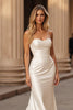 Load image into Gallery viewer, Simple Ivory Satin Sweetheart Mermaid Sweep Train Wedding Dress