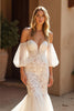 Load image into Gallery viewer, Ivory Mermaid Lace Sweep Train Wedding Dress with Sleeves