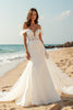 Load image into Gallery viewer, Mermaid Satin Ivory Watteau Train Wedding Dress with Lace