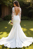 Load image into Gallery viewer, Ivory Long Sleeves Lace Mermaid Sweep Train Wedding Dress