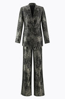 Load image into Gallery viewer, 2 Piece Peak Lapel Black and Gold Women Prom Suits