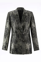 Load image into Gallery viewer, 2 Piece Peak Lapel Black and Gold Women Prom Suits