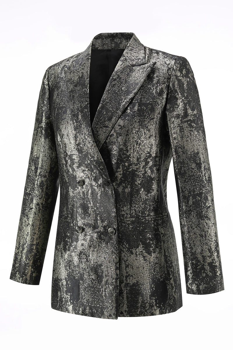 Load image into Gallery viewer, 2 Piece Peak Lapel Black and Gold Women Prom Suits