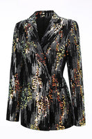 Load image into Gallery viewer, Sparkly 2 Piece Black Sequin Peak Lapel Women Prom Suits