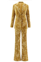 Load image into Gallery viewer, Women Sparkly 2 Piece Yellow Jacquard Prom Suits Peak Lapel One Button Party Tuxedo