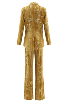Sparkly 2 Piece Yellow Peak Lapel One Button Women Prom Suits