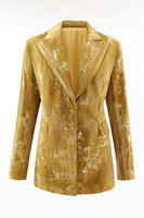 Load image into Gallery viewer, Sparkly 2 Piece Yellow Peak Lapel One Button Women Prom Suits