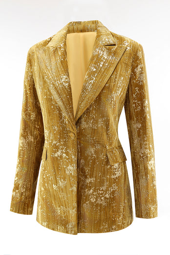 Sparkly 2 Piece Yellow Peak Lapel One Button Women Prom Suits