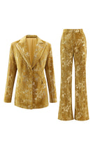 Load image into Gallery viewer, Sparkly 2 Piece Yellow Peak Lapel One Button Women Prom Suits