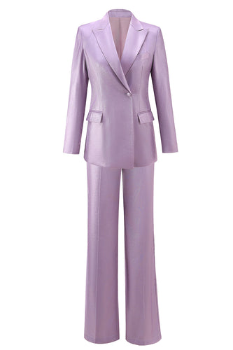 2 Piece Wisteria Satin Peak Lapel Women Prom Suits
