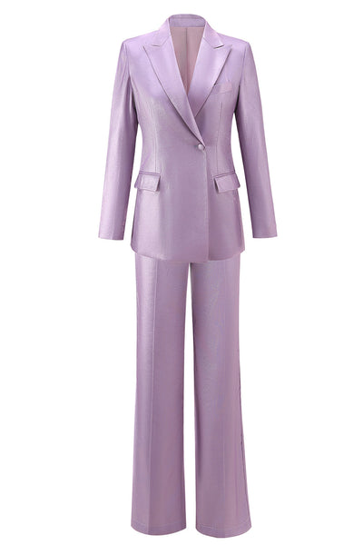 2 Piece Wisteria Satin Peak Lapel Women Prom Suits