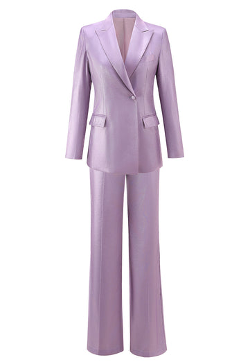 2 Piece Wisteria Satin Peak Lapel Women Prom Suits