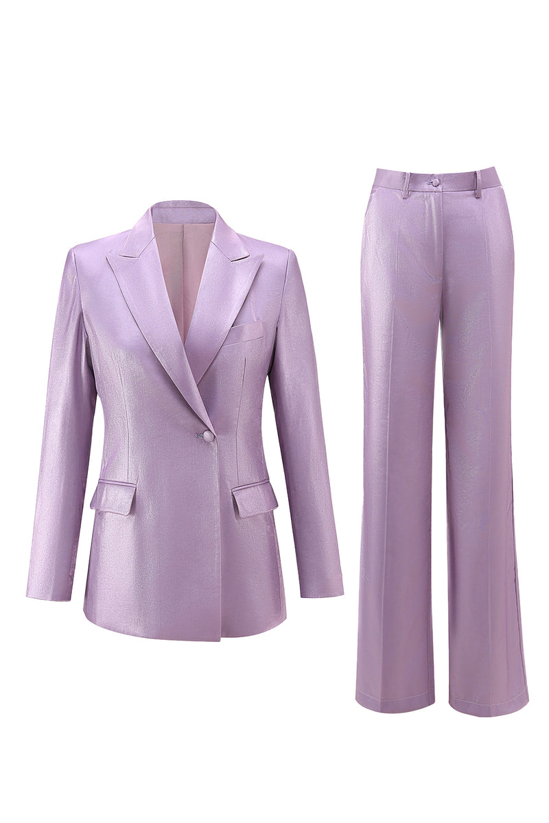 Load image into Gallery viewer, 2 Piece Wisteria Satin Peak Lapel Women Prom Suits