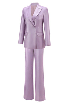 2 Piece Wisteria Satin Peak Lapel Women Prom Suits