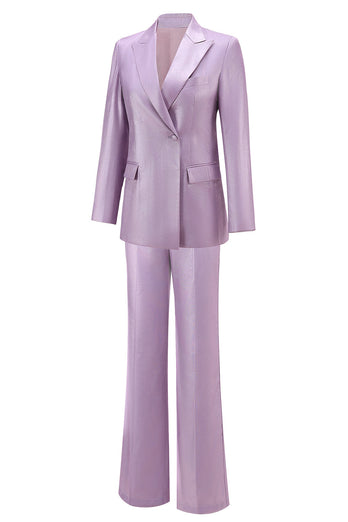 2 Piece Wisteria Satin Peak Lapel Women Prom Suits