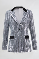 Load image into Gallery viewer, Sparkly 2 Piece Silver Peak Lapel Women Prom Suits