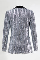 Load image into Gallery viewer, Sparkly 2 Piece Silver Peak Lapel Women Prom Suits