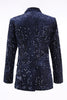 Load image into Gallery viewer, 2 Piece Sparkly Navy Peak Lapel Sequin Women Prom Suits