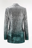 Load image into Gallery viewer, 2 Piece Sparkly Silver and Peacock Sequin Women Prom Suits