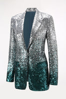 Load image into Gallery viewer, 2 Piece Sparkly Silver and Peacock Sequin Women Prom Suits