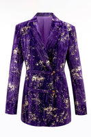 Load image into Gallery viewer, 2 Piece Sparkly Purple Notched Lapel Women Prom Suits