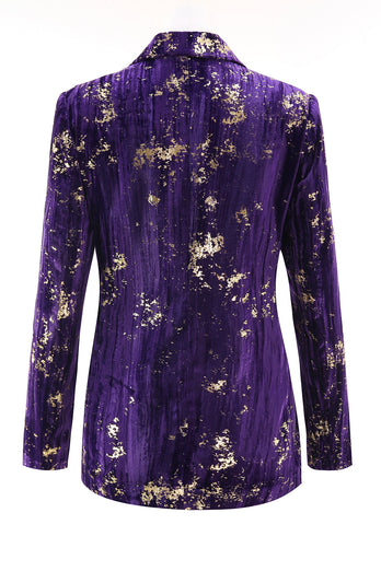 2 Piece Sparkly Purple Notched Lapel Women Prom Suits