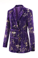Load image into Gallery viewer, 2 Piece Sparkly Purple Notched Lapel Women Prom Suits