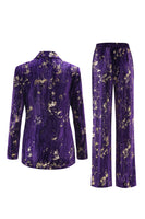 Load image into Gallery viewer, 2 Piece Sparkly Purple Notched Lapel Women Prom Suits