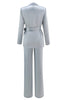 Load image into Gallery viewer, 2 Piece Dusty Blue Satin Women Prom Suits with Sash