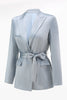 Load image into Gallery viewer, 2 Piece Dusty Blue Satin Women Prom Suits with Sash