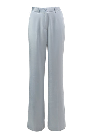 2 Piece Dusty Blue Satin Women Prom Suits with Sash