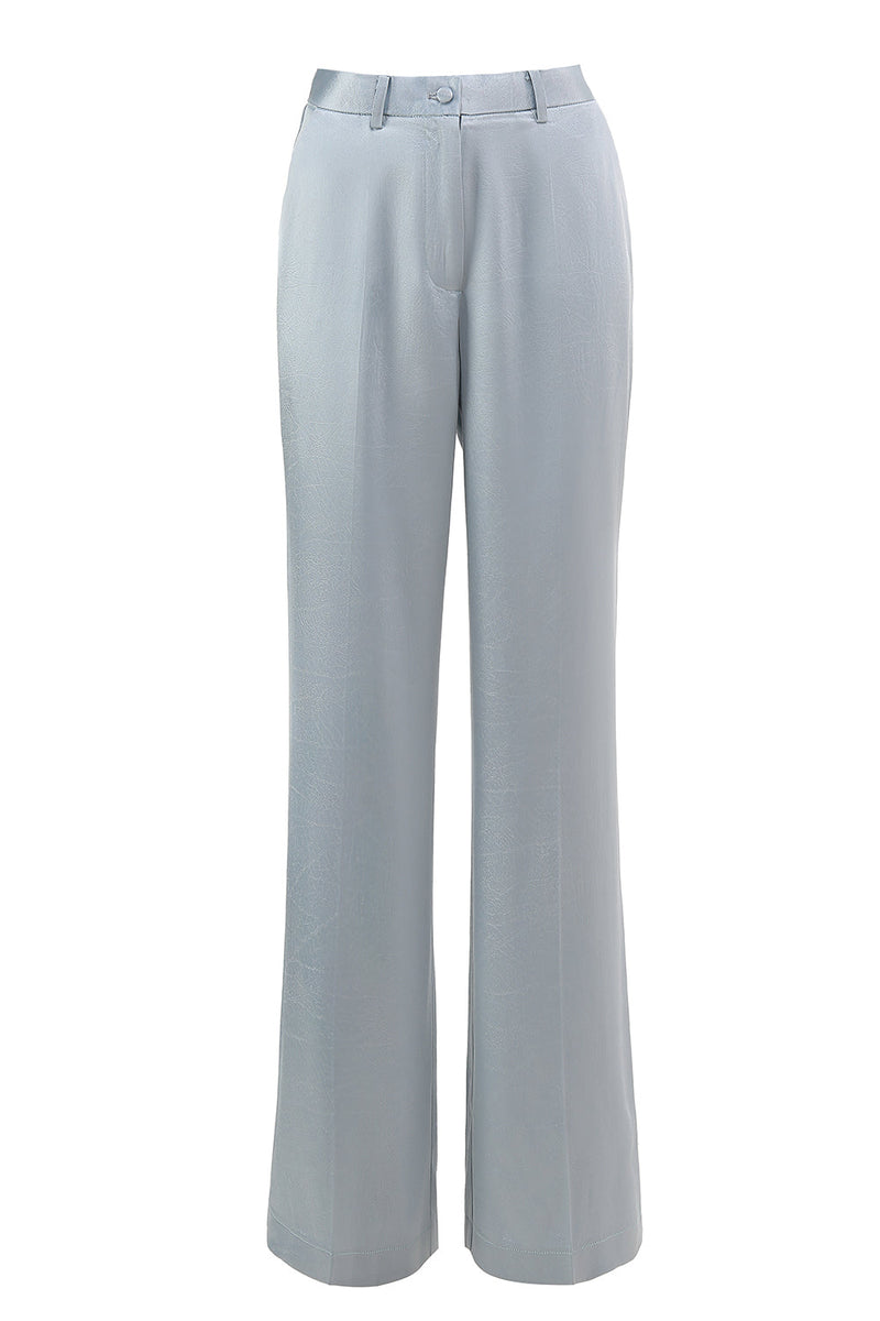 Load image into Gallery viewer, 2 Piece Dusty Blue Satin Women Prom Suits with Sash