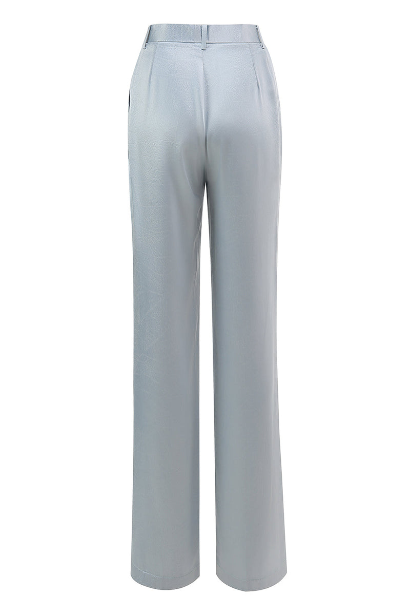 Load image into Gallery viewer, 2 Piece Dusty Blue Satin Women Prom Suits with Sash
