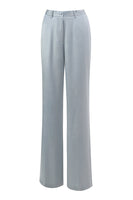 Load image into Gallery viewer, 2 Piece Dusty Blue Satin Women Prom Suits with Sash