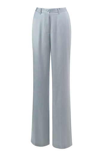 2 Piece Dusty Blue Satin Women Prom Suits with Sash