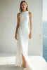 Load image into Gallery viewer, Ivory Round Neck Mermaid Maxi Rehearsal Dinner Dress with Slit