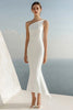 Load image into Gallery viewer, Simple Ivory Mermaid One Shoulder Maxi Rehearsal Dinner Dress