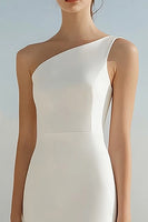 Load image into Gallery viewer, Simple Ivory Mermaid One Shoulder Maxi Rehearsal Dinner Dress
