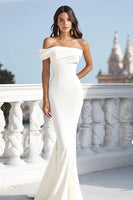 Load image into Gallery viewer, Ivory Mermaid One Shoulder Ruched Maxi Rehearsal Dinner Dress