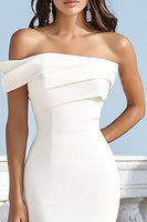 Load image into Gallery viewer, Ivory Mermaid One Shoulder Ruched Maxi Rehearsal Dinner Dress