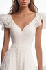 Load image into Gallery viewer, Ivory Lace V-Neck Maxi Rehearsal Dinner Dress with Ruffles