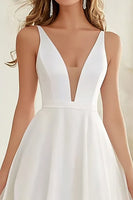 Load image into Gallery viewer, Ivory Deep V-Neck A Line Chiffon Maxi Rehearsal Dinner Dress