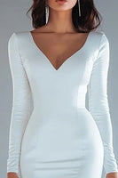 Load image into Gallery viewer, Ivory Mermaid V-Neck Long Sleeves Rehearsal Dinner Dress with Slit
