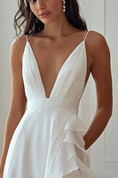 Load image into Gallery viewer, Ivory Chiffon Deep V-Neck Maxi Rehearsal Dinner Dress with Ruffles