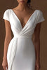 Load image into Gallery viewer, Ivory Mermaid Simple V-Neck Maxi Rehearsal Dinner Dress with Sleeves