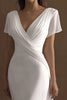 Load image into Gallery viewer, Mermaid Ivory Simple V-Neck Maxi Rehearsal Dinner Dress with Sleeves