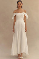 Load image into Gallery viewer, Chiffon Ivory Off the Shoulder Maxi Wedding Reception Dress