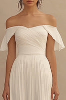 Load image into Gallery viewer, Chiffon Ivory Off the Shoulder Maxi Wedding Reception Dress