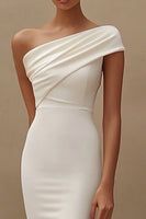 Load image into Gallery viewer, Mermaid Ivory Satin One Shoulder Midi Engagement Dress