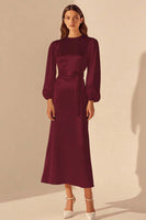 Load image into Gallery viewer, Ivory Satin Sheath Long Sleeves Rehearsal Dinner Dress